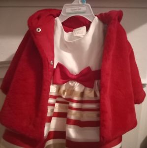 6-9 dress and faux fur jacket